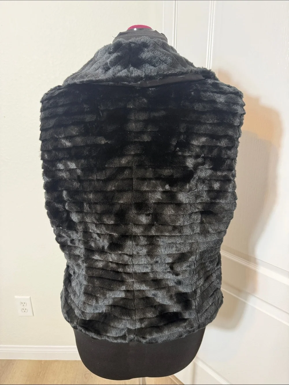 Gorgeous Tribal Black Faux Fur Open Front Vest